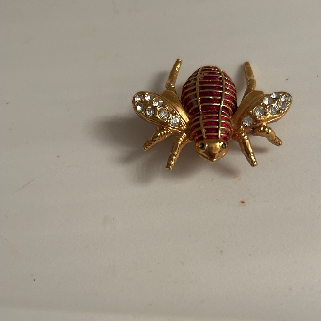 Chic Gold And Red Insect Brooch With Rhinestones Nature Core 11$